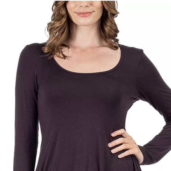 24Seven Long Sleeve Swing Style Flare Tunic Top - Picture 2 of 9